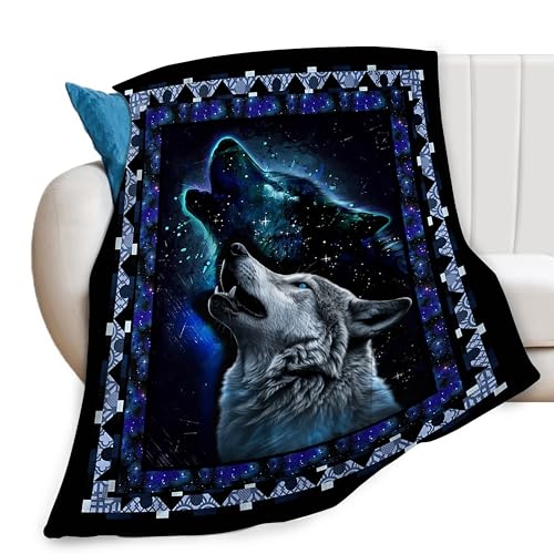 Wolf Blanket Wolfs Print Throw Blankets for Couch Sofa Bed Stuff Decor Lightweight Soft Cozy Fleece Plush Warm Flannel Bedding Blanket for Girls Boys Kids Teen Man Women Adults 40"x50"