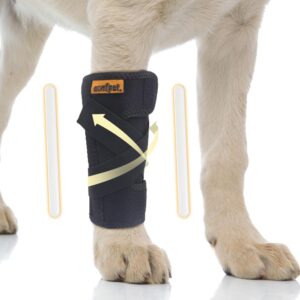 comfpet dog front leg brace, dog leg support wrap with plastic bar stabilizers, canine front leg wrap sleeve to prevent licking, dog sprains, arthritis (medium)