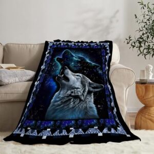 Wolf Blanket Wolfs Print Throw Blankets for Couch Sofa Bed Stuff Decor Lightweight Soft Cozy Fleece Plush Warm Flannel Bedding Blanket for Girls Boys Kids Teen Man Women Adults 40"x50"