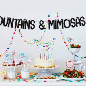 Mountains & Mimosas Banner, Mountain Bachelorette Party Decorations, Cabin Camping Bridal Shower Engagement Wedding Party Supplies Black Silver