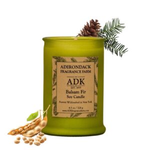 adk balsam & fir scented candle, 4.5 oz natural aromatherapy candle for home decor & kitchen décor, relaxing plant-based wax candles perfect for gift giving