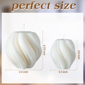 MTLEE 2 Pcs Spiral Swirl Candle Large Aesthetic Pillar Scented Soy Wax Twirl Candle Elegant Decorative Candles Beautiful Housewarming Gift for Home Room Bedroom Shelf Decor (White)