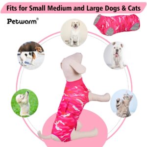 PetWarm Dog Onesie for Surgery Male,Anti-Licking Pet Surgical Recovery Snugly Suit Surgery Suit for Dogs,Professional Pet Recovery Shirt Dog Abdominal Wounds Bandages,Camouflage Pattern,Pink,M