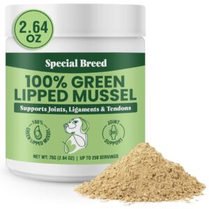 green lipped mussels for dogs & cats - premium joint supplement powder for hips, joints, and muscles (75 grams, up to 250 servings)