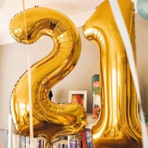 Gold Number Balloon 40 Inch, 0 Number Balloons, 10 20 30 40 50 Numbers Balloon Birthday Decorations, Gold Party Supplies for Women Men