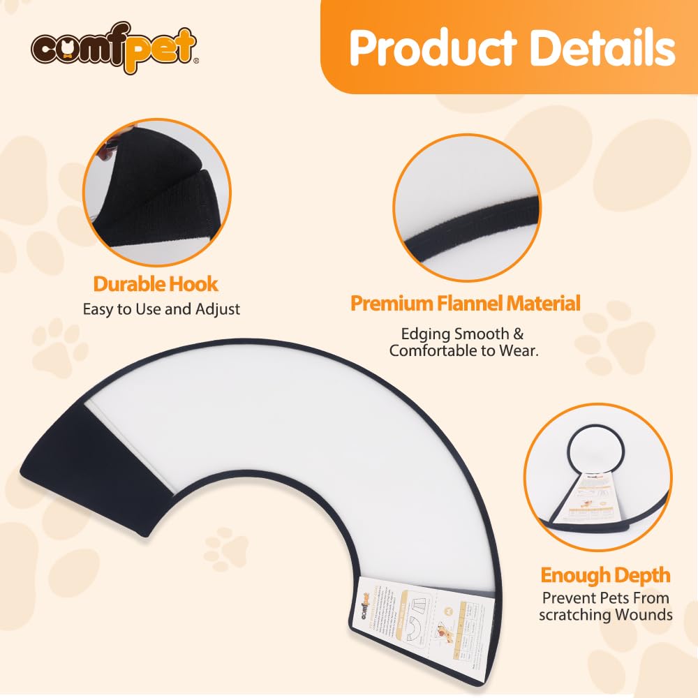 COMFPET Dog Cones for Medium Dogs and Cats Recovery After Surgery, Cone of Shame for Pets to Stop Licking for Small Medium Large Breed, Ecollar for After Surgery