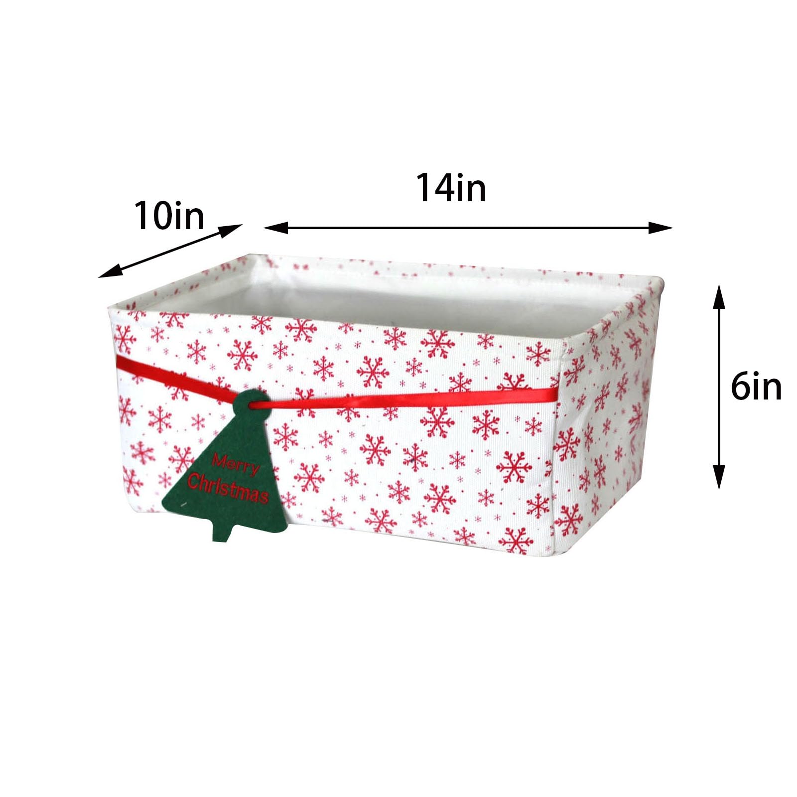 Christmas Basket Box Foldable Christmas Storage Basket Christmas Red Pattern with Snowflakes Flower Fabric Collapsible Storage Bins Organizer Bag