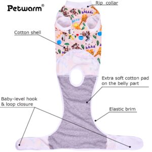 PetWarm Dog Surgical Recovery Suit Female,Substitute E-Collar & Cone Prevent Licking Dog Onesies Pet Surgery Recovery Suit Female Male Dog Onesie for Spay Neuter,Zoo Pattern,Yellow,L