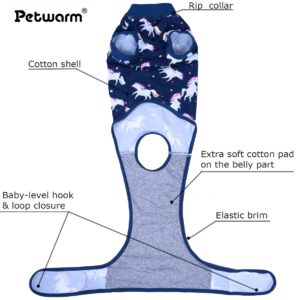 PetWarm Dog Onesie for Spay Neuter,Dog Recovery Suit,Anti-Licking Pet Surgical Recovery Snugly Suit Bodysuit for Abdominal Wounds Skin Disease Female Male Dog Bodysuit,Unicorn Pattern,Blue,XS