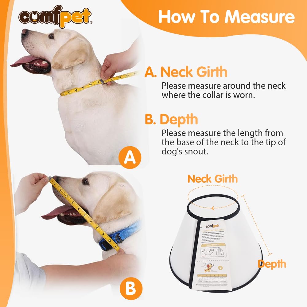 COMFPET Dog Cones for Medium Dogs and Cats Recovery After Surgery, Cone of Shame for Pets to Stop Licking for Small Medium Large Breed, Ecollar for After Surgery