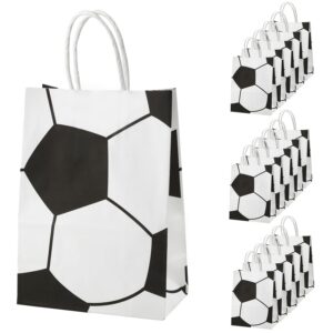 peutier 16pcs soccer party favor paper bags, football themed party gift bags with handles soccer goodie bags treat candy bags for kids adults soccer party supplies (style 2)