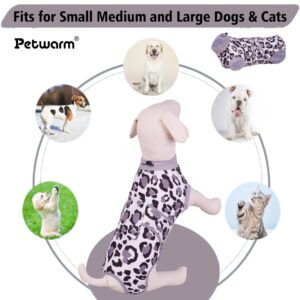 PetWarm Surgery Suit for Dogs Male - Dog Cone Alternative After Surgery - Covers Wounds, Prevents Licking - Fashionable and Protective - Lightweight and Breathable,Leopard Pattern,White,L