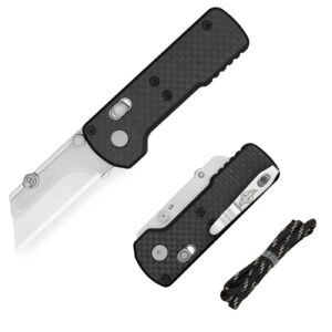 oknife otacle u1 folding pocket utility knife, quick change box cutter with rail lock, edc razor knife with pocket clip for office, factory