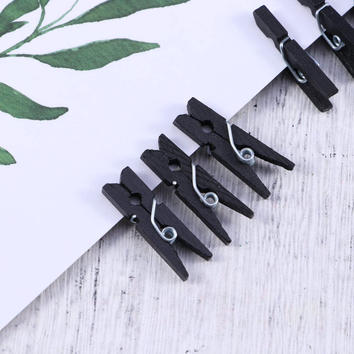 LIOOBO Mini Clothes Pins: 100PCS Small Clothespins for Photo, Wooden Clothes Pin, Clothespin for Photos, Crafts, Arts Black