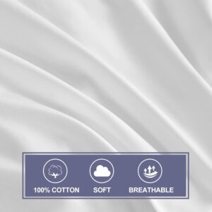 ZIZZ 4 Piece King Size Duvet Cover Set - 100% Organic Cotton, 400 Thread Count, Soft Luxury Sateen Weave, 1 Comforter Cover, 1 Fitted Sheet and 2 Pillowcases, Zipper Closure - White