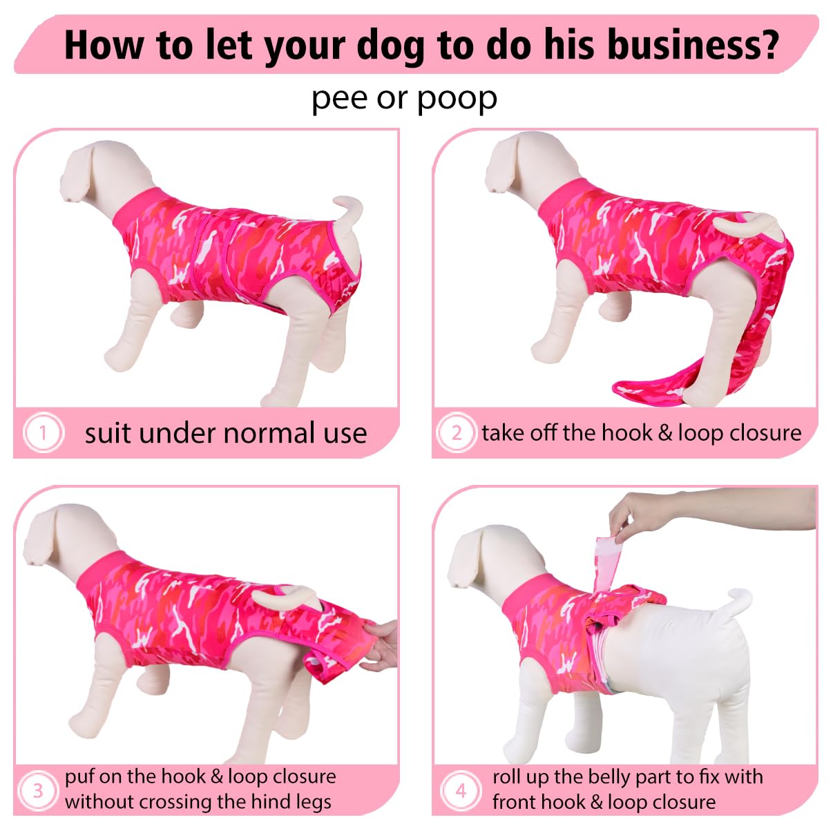 PetWarm Dog Onesie for Surgery Male,Anti-Licking Pet Surgical Recovery Snugly Suit Surgery Suit for Dogs,Professional Pet Recovery Shirt Dog Abdominal Wounds Bandages,Camouflage Pattern,Pink,M