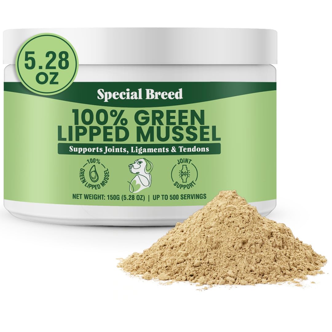 Green Lipped Mussels for Dogs & Cats - Premium Joint Supplement Powder for HIPS, Joints, and Muscles (150 Grams, Up to 500 Servings)