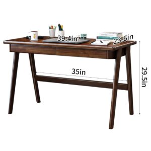 Acrylicolor Wood Writing Desk with 2 Drawer,Home Office Desk for Small Spaces Study Desk PC Table Workstation (Walnut, 39.4x23.6x29.5)