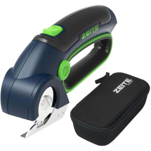 ZEITE 4V Cordless Electric Scissors, Cardboard Cutter with 2 x Blade, 1 x Storage Box, 1 x USB Charging Cable, Electric Cutter, Power Rotary Scissors for Box Carpet Plastic, Easy to Hold and Safety