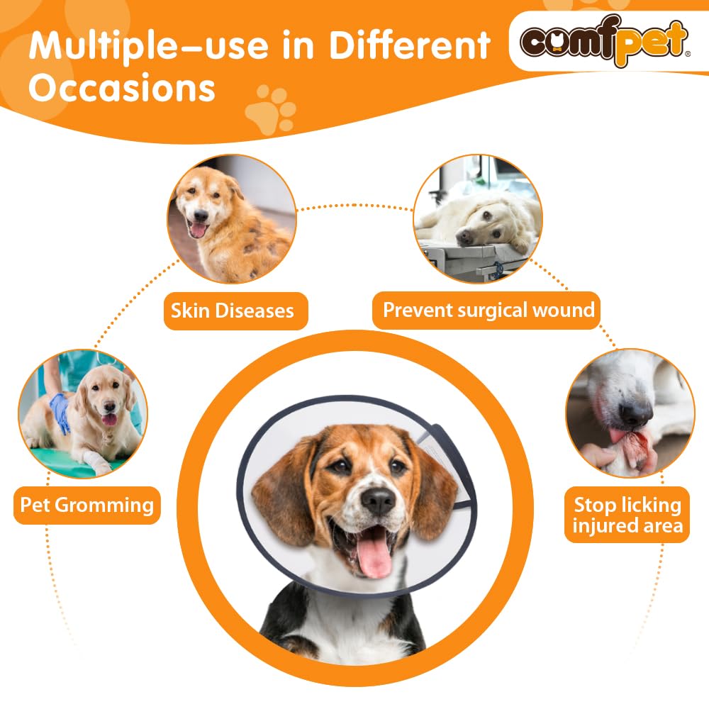 COMFPET Dog Cones for Medium Dogs and Cats Recovery After Surgery, Cone of Shame for Pets to Stop Licking for Small Medium Large Breed, Ecollar for After Surgery