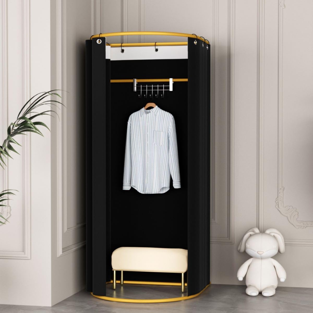 JVVMNJLK Clothing Store Fitting Room, Portable Changing Room, Privacy Protection Movable Dressing Room with Shading Curtain, Temporary Wall for Activities Shopping Malls, Black