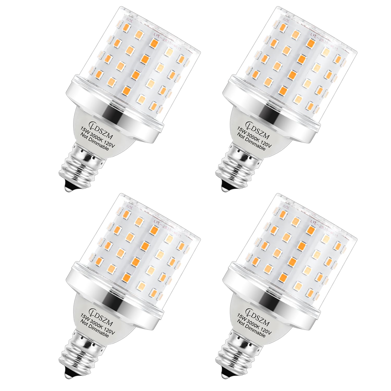 E12 LED Light Bulb 120W Equivalent 1200Lumen 3000K Warm White 15W LED Corn Light Bulb Super Bright G45 LED Bulb Non-Dimmable Ceiling Fan Light Bulbs, E12 Small Base Candelabra LED Light Bulbs, 4 Pack