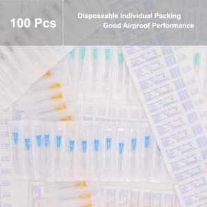 100 Pack 27G 1 Inch Luer Lock Industrial Dispensing Accessories, Individually Wrapped, Lab Tools, Suitable for Refilling Liquid, Inks