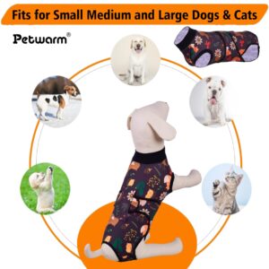 PetWarm Recovery Suit for Male Dogs Neutered,Surgery Suit for Dogs,Professional Pet Recovery Shirt Dog Abdominal Wounds Bandages Female Male Dog Onesie for Spay Neuter,Zoo Pattern,Black Brown,XL