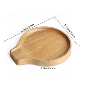 LBEMEY Acacia Wood Spoon Rest For Stove Top- Smooth Round Wooden Spoon Holder For Kitchen Counter with Non Slip Silicone Feet, Perfect Holder For Spoons,Spatulas and Tongs (Brown)