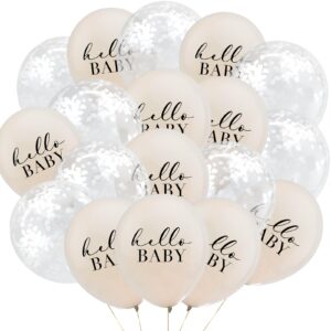 36pcs hello baby balloons white cloud confetti balloons taupe baby shower balloons party decorations supplies