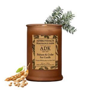 adk balsam & cedar scented candle, 20 oz natural aromatherapy candle for home decor & kitchen décor, relaxing plant-based wax candles for christmas gift