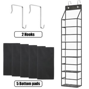 5-Shelf Over The Door Hanging Pantry Organizer, Room Organizer with Clear Plastic Pockets, Behind The Door Storage Organizer Large Capacity Organizer for Closet Bedroom Bathroom (Black)