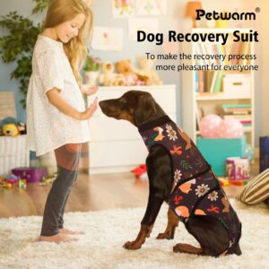 PetWarm Recovery Suit for Male Dogs Neutered,Surgery Suit for Dogs,Professional Pet Recovery Shirt Dog Abdominal Wounds Bandages Female Male Dog Onesie for Spay Neuter,Zoo Pattern,Black Brown,XL