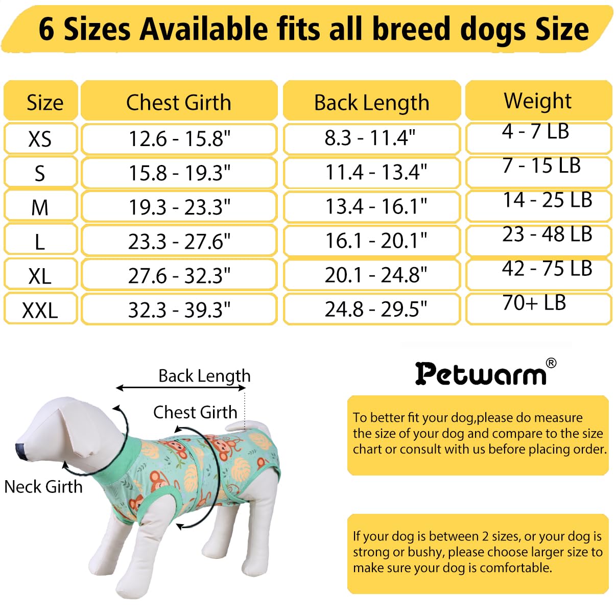 PetWarm Dog Onesie for Surgery Female,Recovery Suit for Dogs After Surgery,Dog Recovery Collars & Cones Alternative Dog Abdominal Wounds Bandages,Pet Surgical RecoverySuit,Monkey Pattern,Green,L