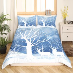 erosebridal winter themed bedding set christmas decor duvet cover 3 piece christmas elk print comforter cover happy new year gifts xmas bedspread cover merry christmas theme bedding queen size