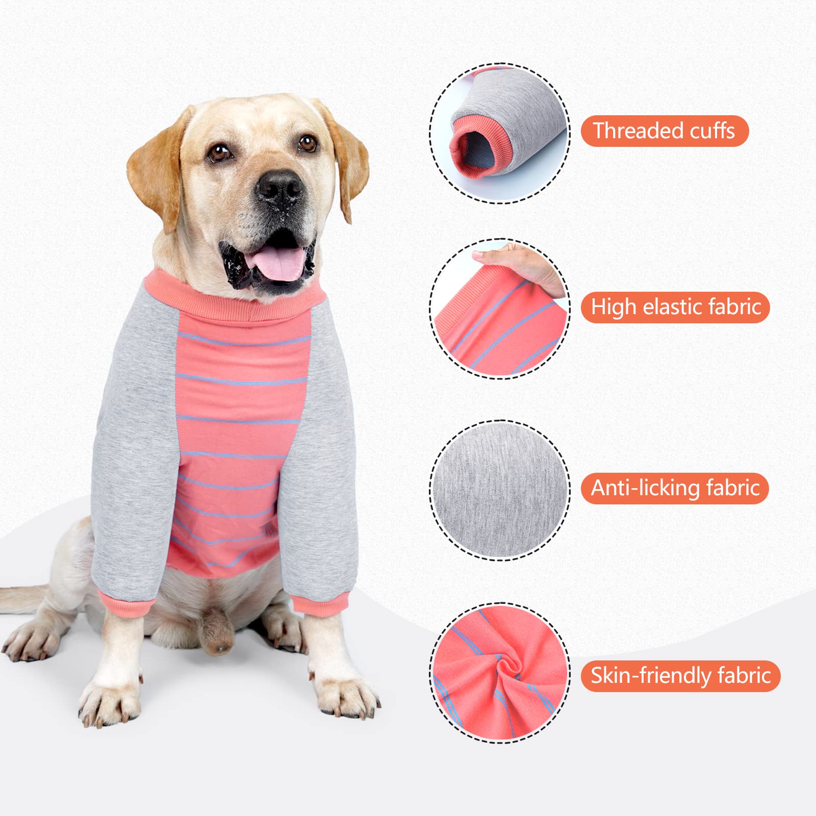 HDKUW Dog Elbow Protector Shirt, Dog Leg Recovery Suit for Prevent Licking Wound, Dog Shirt with Mesh Pad for Small Medium Large Dogs Pink XL