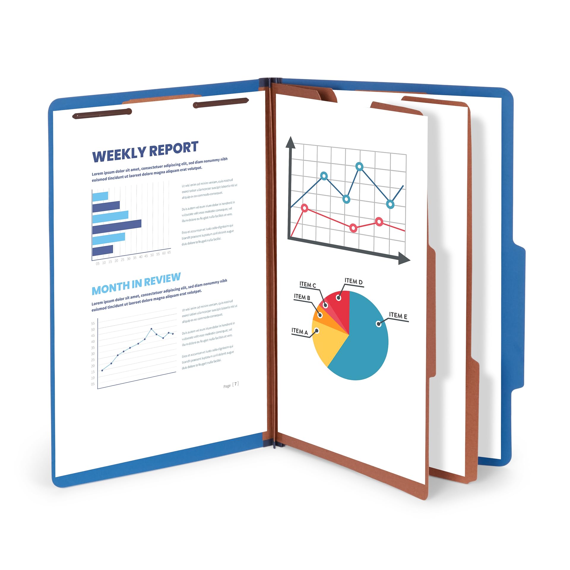 Blue Summit Classification Folders, Legal Size, 2 Dividers, Dark Blue – 10 Pack