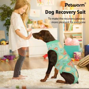 PetWarm Dog Onesie for Surgery Female,Recovery Suit for Dogs After Surgery,Dog Recovery Collars & Cones Alternative Dog Abdominal Wounds Bandages,Pet Surgical RecoverySuit,Monkey Pattern,Green,L