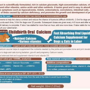 Oral Calcium for Dogs Fast Absorbing Calcium Supplement Liquid - Whelping, Nursing, and Calcium Deficiency Supporting Efficient Labor-30 cc