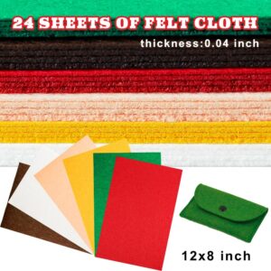 24 Pcs Felt Sheets for Crafts Felt Fabric Sheets, 8 Inch X 12 Inch Christmas Red Yellow White Felt 1mm Thick A4 Stiff Felt Sheets for Patchwork