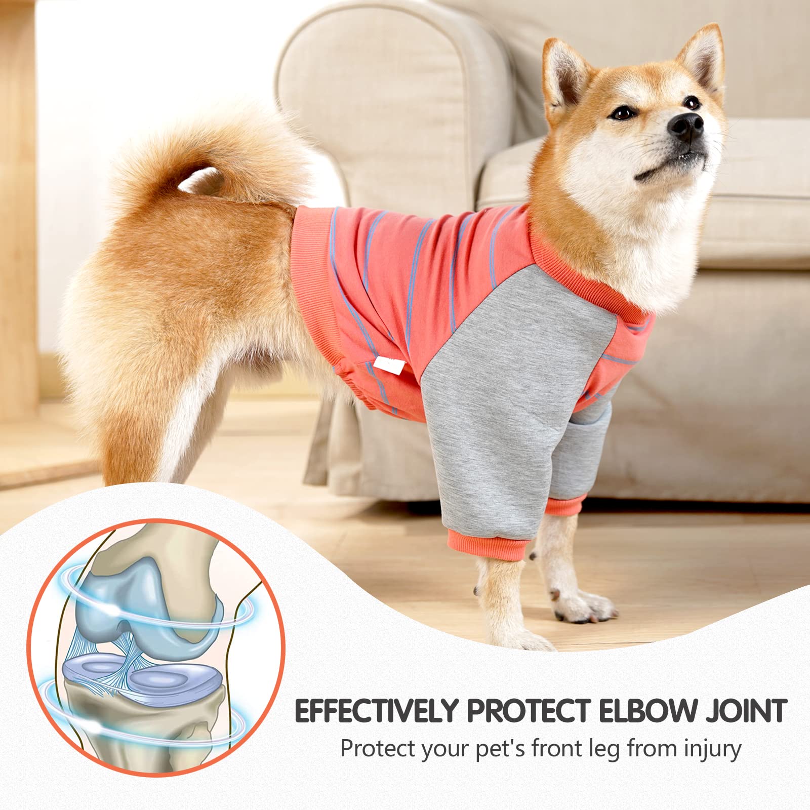 HDKUW Dog Elbow Protector Shirt, Dog Leg Recovery Suit for Prevent Licking Wound, Dog Shirt with Mesh Pad for Small Medium Large Dogs Pink XL