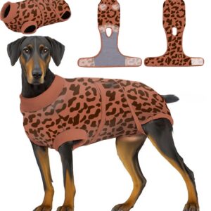 PetWarm Dog Recovery Suit,Surgical Suit for Dogs Female Spay Male Neutered,After Surgery Dog Onesie,Anti-Licking Dog Surgery Recovery Suit,Leopard Pattern,Red,XS