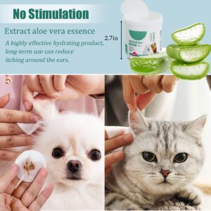 Qiveaory Pet Ear Wipes Kit Cat and Dog Ear Cleaner Wipes Multipurpose Grooming 50Pcs Finger Wipes+150Pcs Cleansing Pads+56Pcs Gourd Shaped Cotton Swabs Odor Control Reduce Dirt and Itch Relief