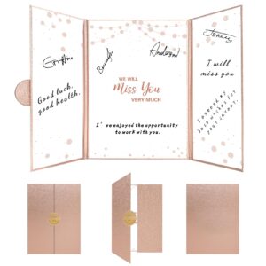 holkcog farewell guest book alternative, farewell gifts for coworkers friends, rose gold we will miss you signature board, happy retirement party decorations, going away，farewell card for women men