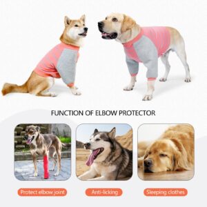 HDKUW Dog Elbow Protector Shirt, Dog Leg Recovery Suit for Prevent Licking Wound, Dog Shirt with Mesh Pad for Small Medium Large Dogs Pink XL