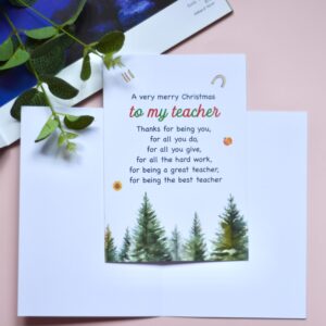 BlinkBlink Christmas Card for Teacher, Christmas Greeting Card with Envelope and Seal, Express Your Love and Warm Christmas Wishes for Your Teacher, Thoughtful Card for Him or Her, Thank You Teacher