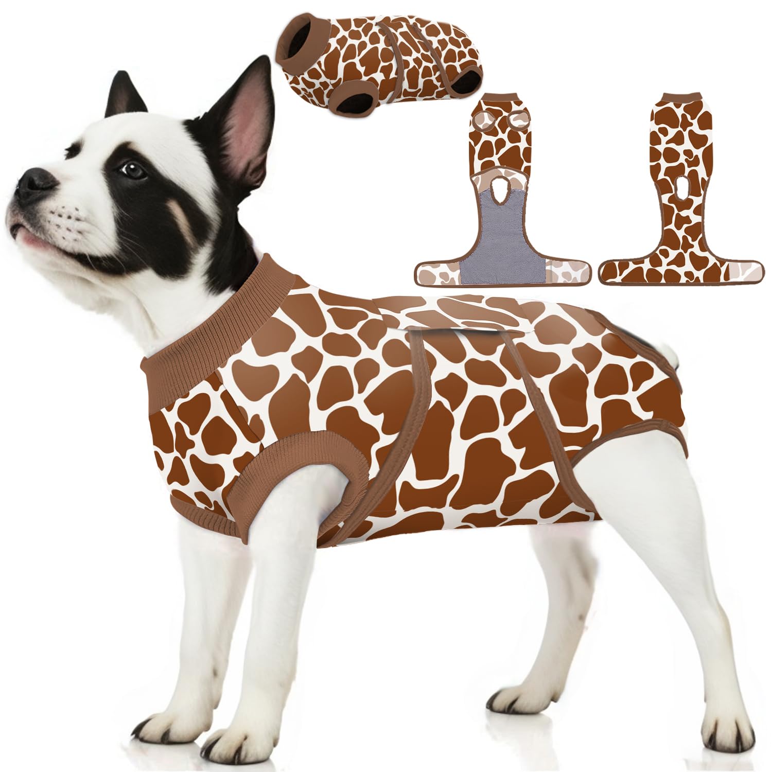 PetWarm Dog Recovery Suit,Recovery Suit for Female Male Dogs,Dog Onesie After Surgey Spay Neuter Bodysuit for Abdominal Wounds Skin Disease,Dog Bodysuit,Dog Onesie,Leopard Pattern,Brown,S