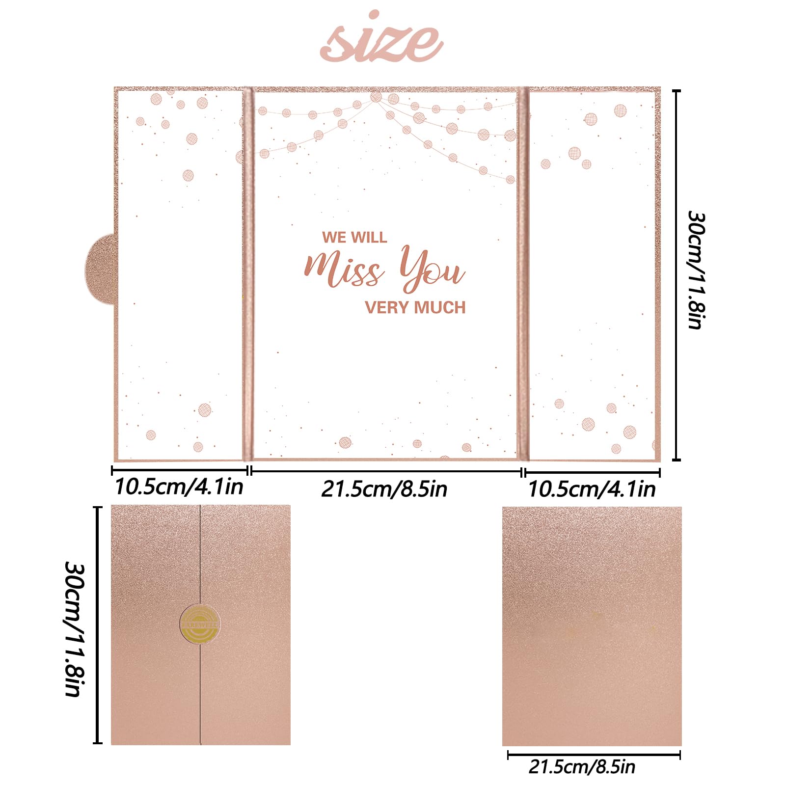 Holkcog Farewell Guest Book Alternative, Farewell Gifts for Coworkers Friends, Rose Gold We Will Miss You Signature Board, Happy Retirement Party Decorations, Going Away，Farewell Card for Women Men