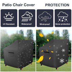 WORUO Patio Furniture Covers Waterproof for Chairs, Lawn Patio Chair Covers Fits up to 28 W x 30 D x32 H inches 2 Pack Black