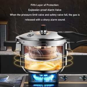 80Kpa Pressure Cooker Stainless Steel 8L Large Capacity, Pressure Canner with Steaming Rack Compatible with Gas & Induction Cooker (6L)